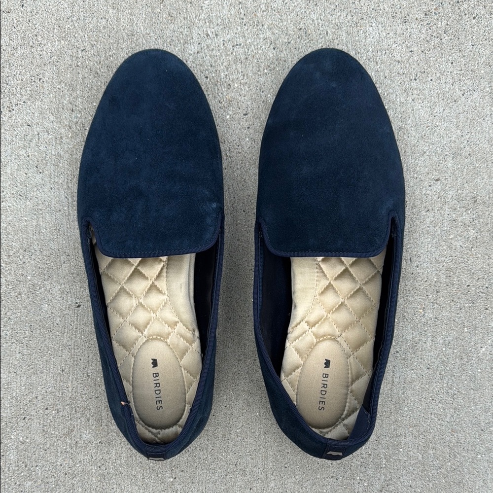 Birdies Blue and Cream Slip-On Loafers